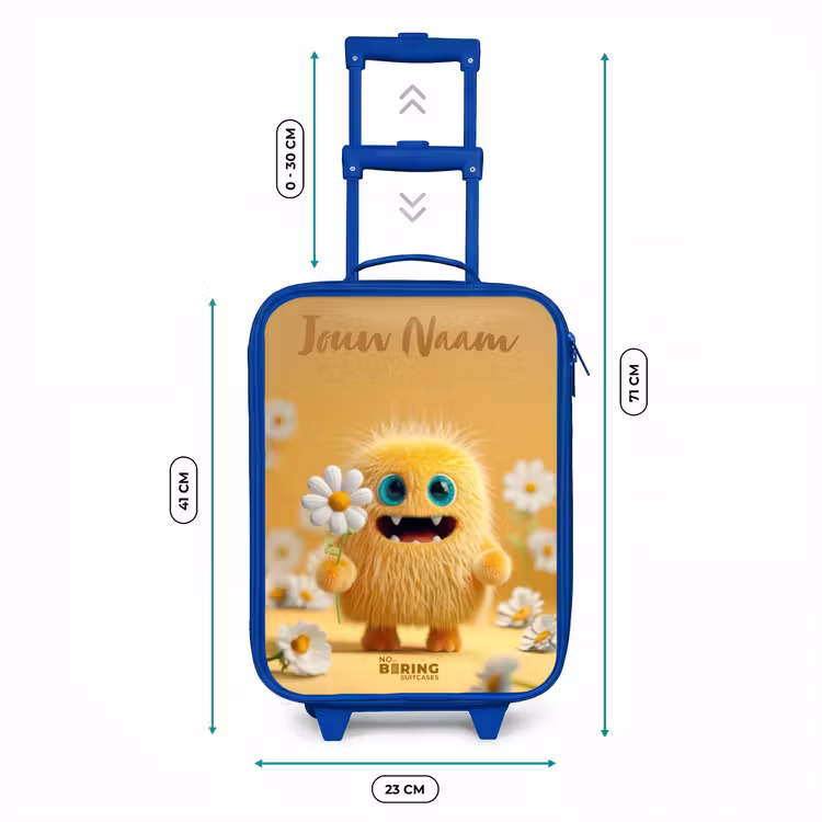 Kinderkoffer met naam - Blauw - Monster - Wezen - Bloem - Geel — 6