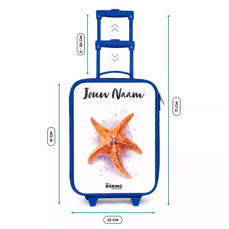 Kinderkoffer met naam - Blauw - Oranje Zeester Illustratie — 6