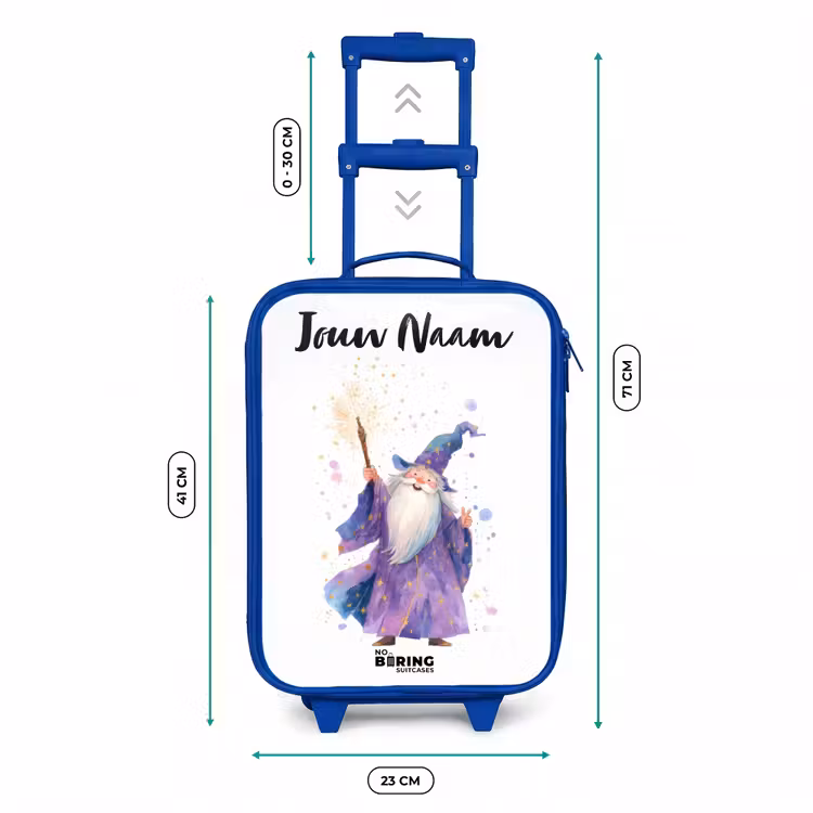 Kinderkoffer met naam - Blauw - Oude tovenaar met staf — 6