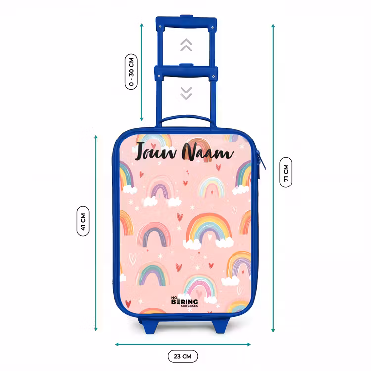 Kinderkoffer met naam - Blauw - Regenboog - Patroon - Pastel — 6