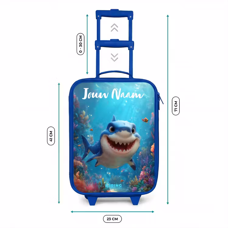 Kinderkoffer met naam - Blauw - Rif - Koraal - Haai - Dier — 6
