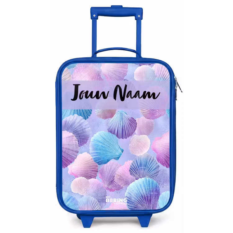 Kinderkoffer met naam - Blauw - Schelpen - Paars - Blauw - Patroon — 1