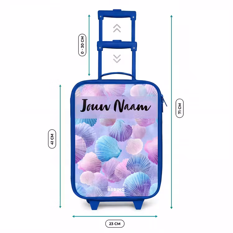 Kinderkoffer met naam - Blauw - Schelpen - Paars - Blauw - Patroon — 6