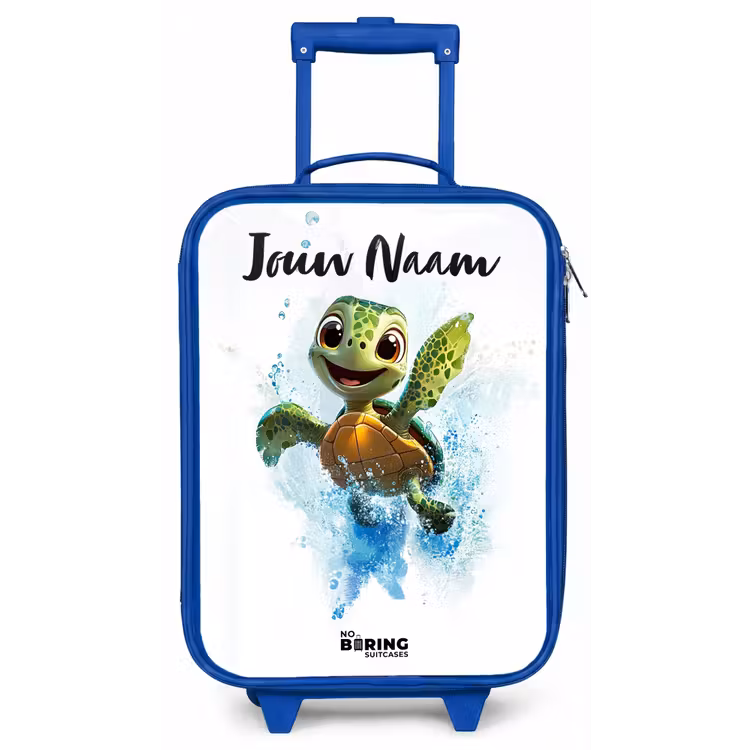 Kinderkoffer met naam - Blauw - Schildpad - Water - Groen — 1