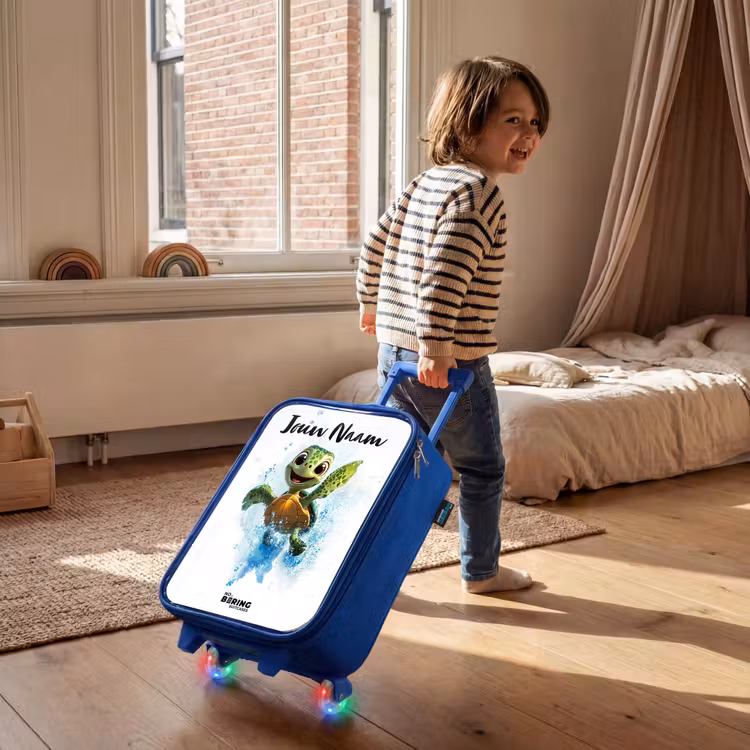 Kinderkoffer met naam - Blauw - Schildpad - Water - Groen — 3