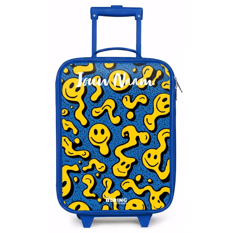 Kinderkoffer met naam - Blauw - Smiley - Geel - Blauw — 1