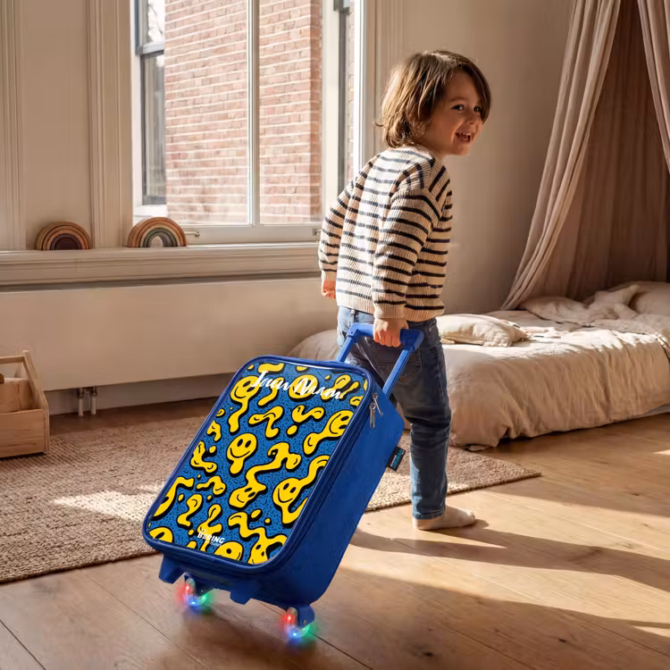 Kinderkoffer met naam - Blauw - Smiley - Geel - Blauw — 3