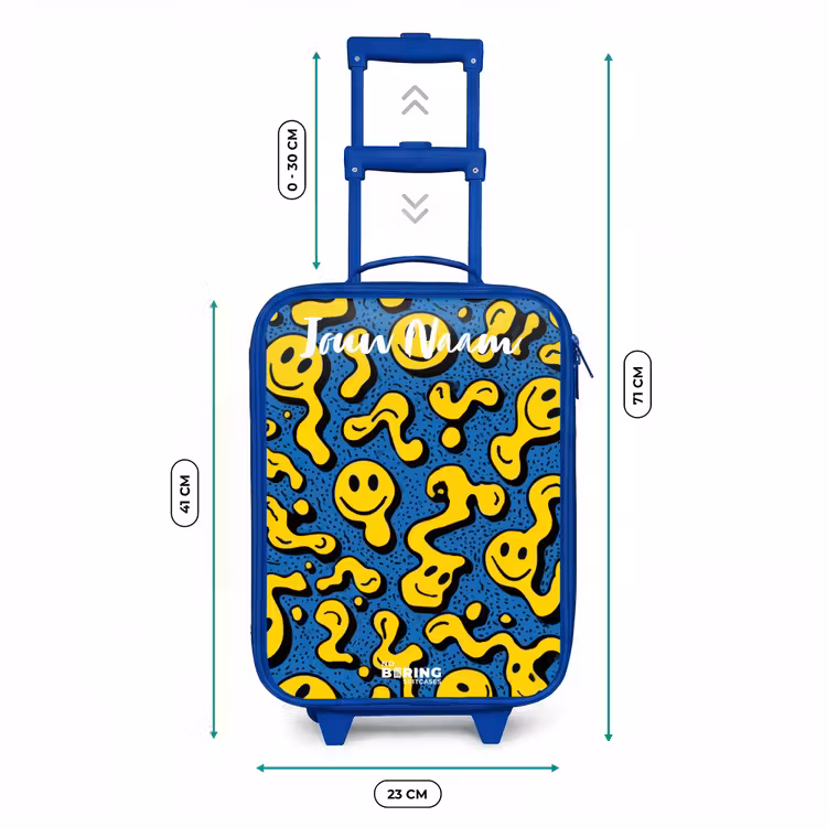 Kinderkoffer met naam - Blauw - Smiley - Geel - Blauw — 6
