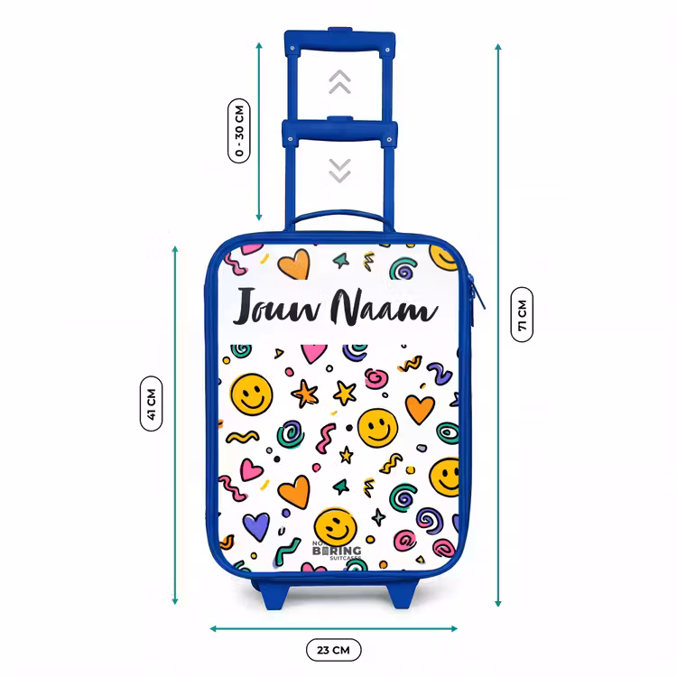Kinderkoffer met naam - Blauw - Smiley - Hartje - Ster — 6