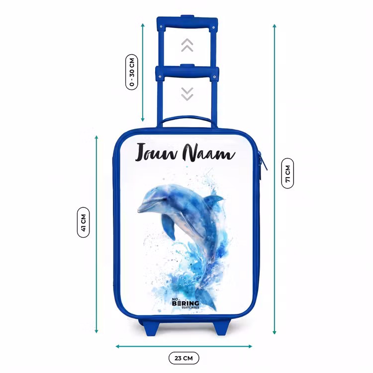 Kinderkoffer met naam - Blauw - Springende blauwe dolfijn — 6