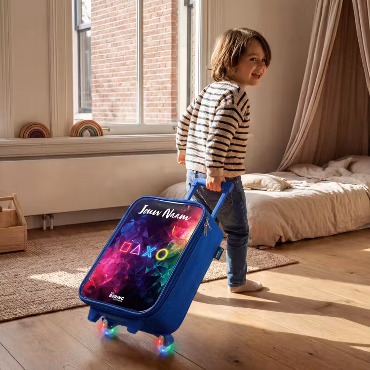 Kinderkoffer met naam - Blauw - Symbolen - Game - Kleurrijk — 3