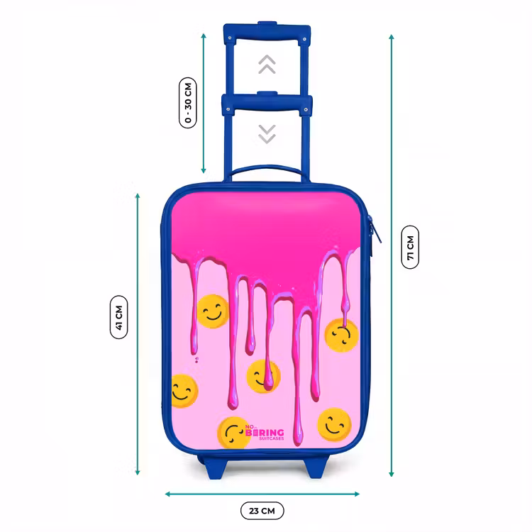 Kinderkoffer met naam - Blauw - Verf - Smiley - Roze — 6