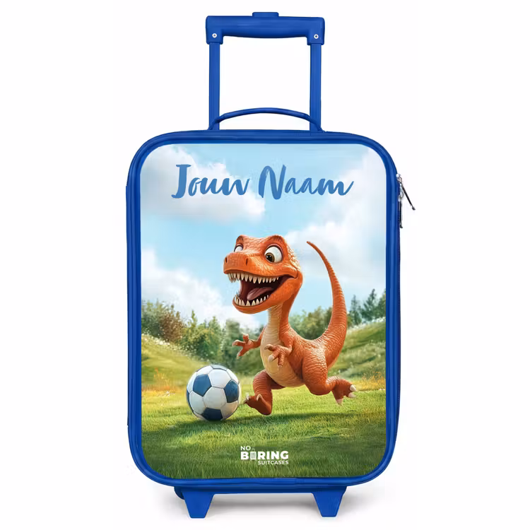 Kinderkoffer met naam - Blauw - Voetbal - Dino - Sport — 1