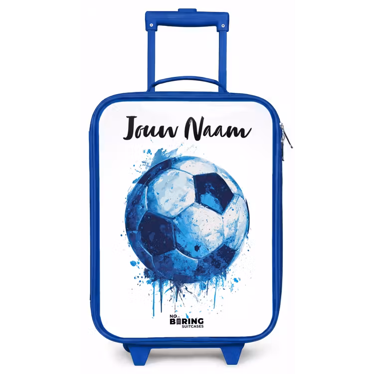 Kinderkoffer met naam - Blauw - Voetbalvibes - Inktspatten - Blauw — 1