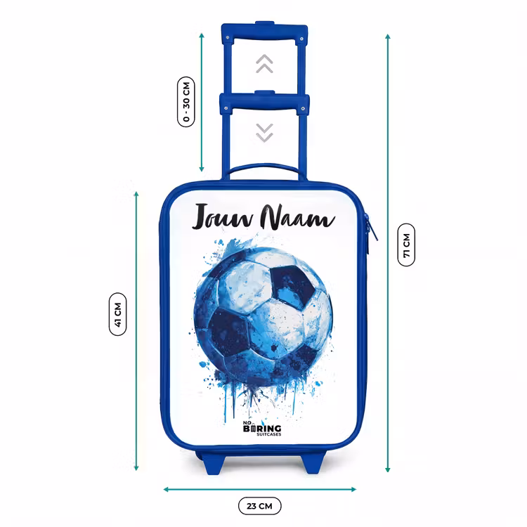 Kinderkoffer met naam - Blauw - Voetbalvibes - Inktspatten - Blauw — 6