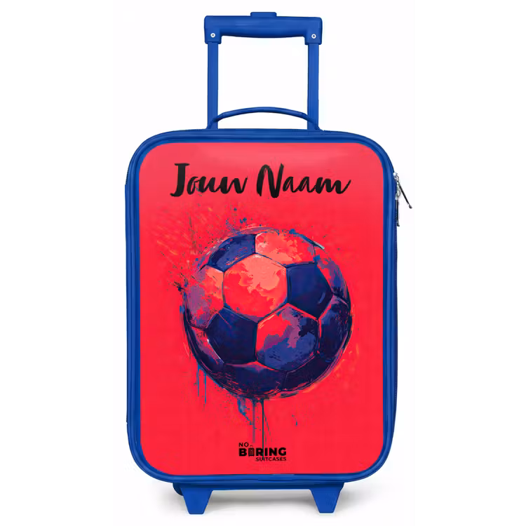 Kinderkoffer met naam - Blauw - Voetbalvibes - Verf - Blauw - Rood — 1