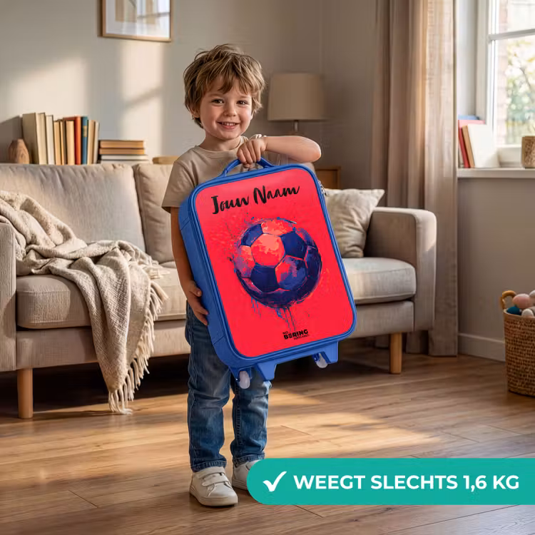 Kinderkoffer met naam - Blauw - Voetbalvibes - Verf - Blauw - Rood — 2
