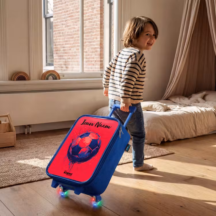 Kinderkoffer met naam - Blauw - Voetbalvibes - Verf - Blauw - Rood — 3