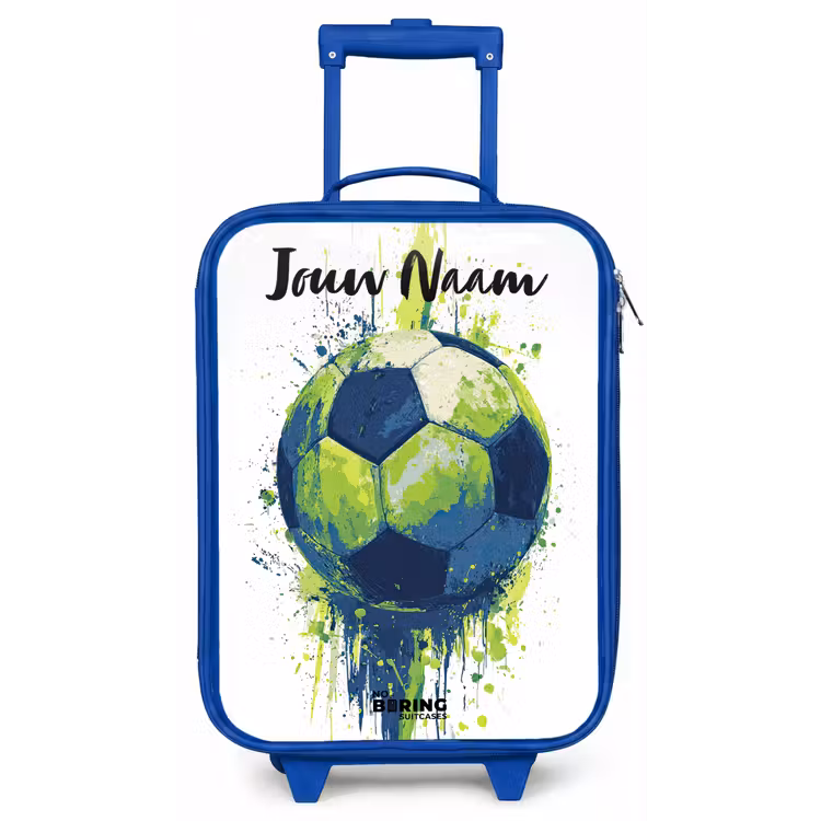 Kinderkoffer met naam - Blauw - Voetbalvibes - Verf - Groen - Blauw — 1