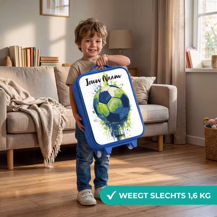 Kinderkoffer met naam - Blauw - Voetbalvibes - Verf - Groen - Blauw — 2