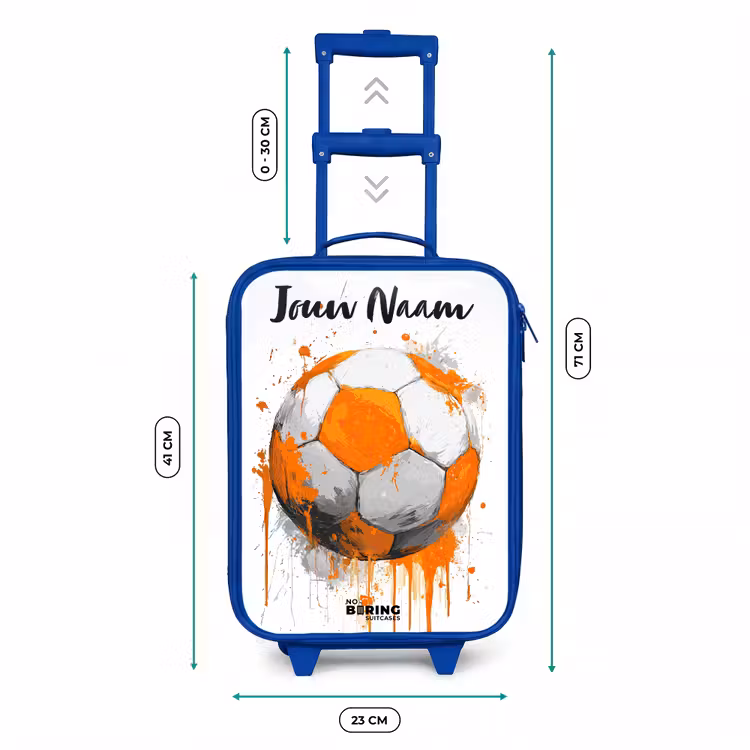 Kinderkoffer met naam - Blauw - Voetbalvibes - Verf - Oranje — 6
