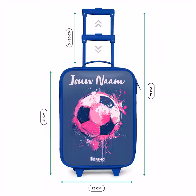 Kinderkoffer met naam - Blauw - Voetbalvibes - Verf - Roze - Blauw — 6