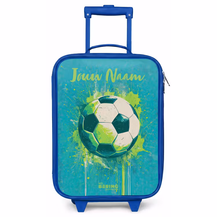 Kinderkoffer met naam - Blauw - Voetbalvibes - Verfspatten - Groen - Blauw — 1