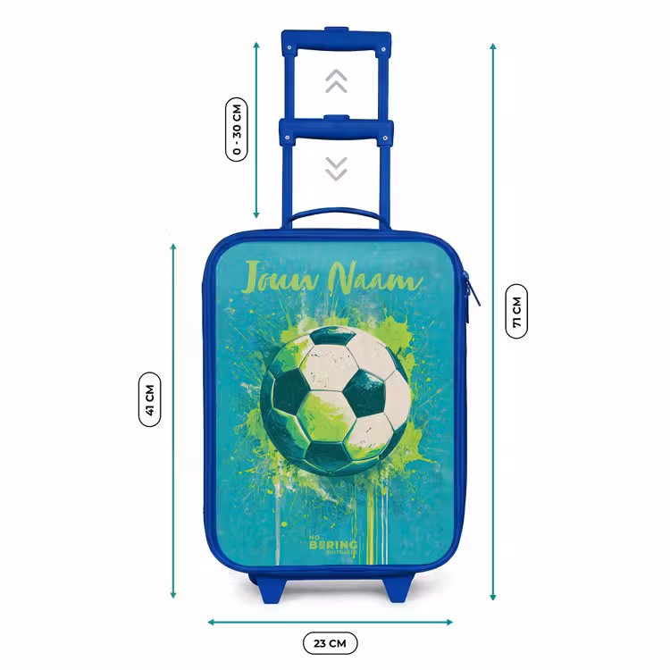 Kinderkoffer met naam - Blauw - Voetbalvibes - Verfspatten - Groen - Blauw — 6