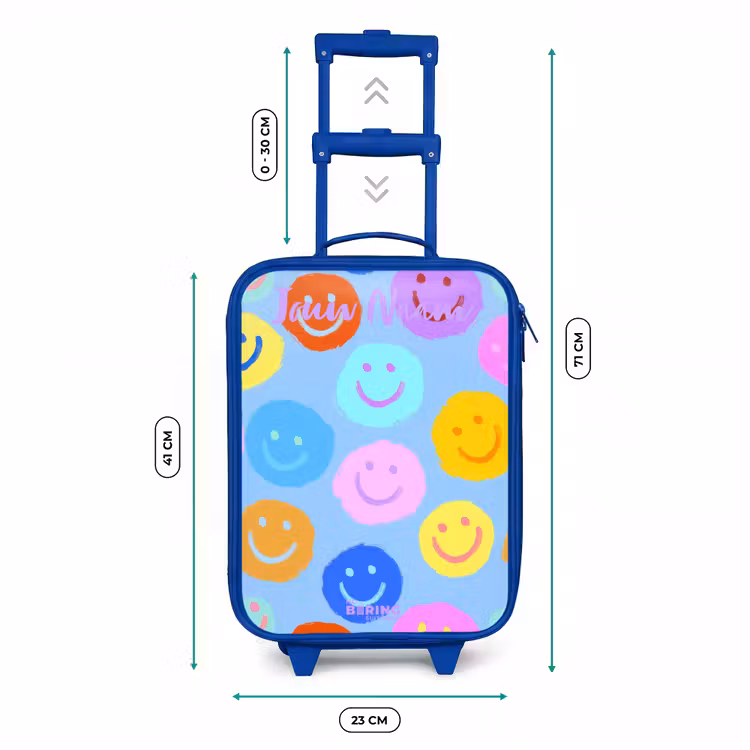 Kinderkoffer met naam - Blauw - Vrolijk patroon van smileys — 6