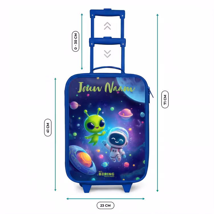 Kinderkoffer met naam - Blauw - Vrolijke Ontmoeting in de Ruimte — 6
