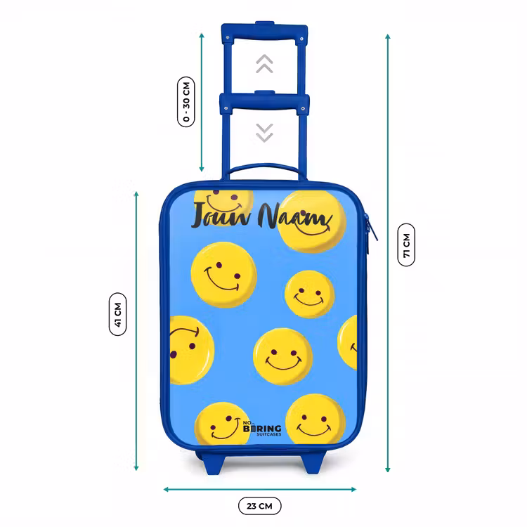 Kinderkoffer met naam - Blauw - Vrolijke smileyregen — 6
