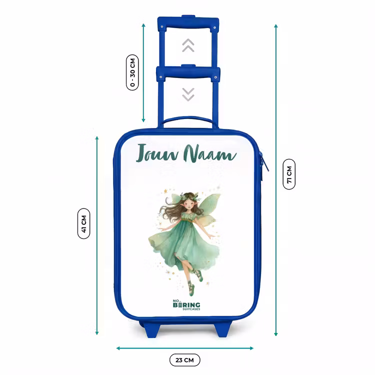 Kinderkoffer met naam - Blauw - Zwevende groene elf — 6
