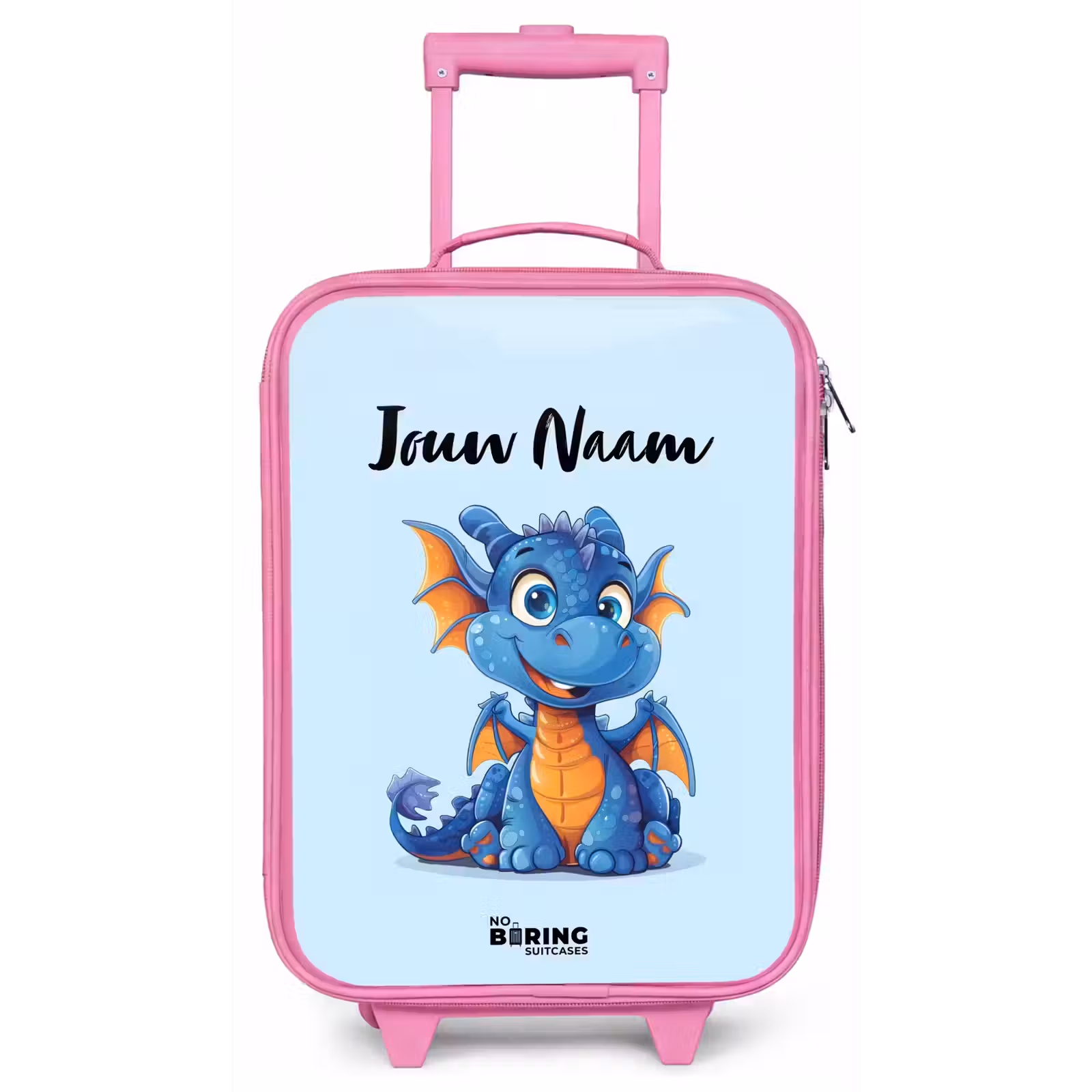 Kinderkoffer met naam - Roze - Dinky draakje — 1
