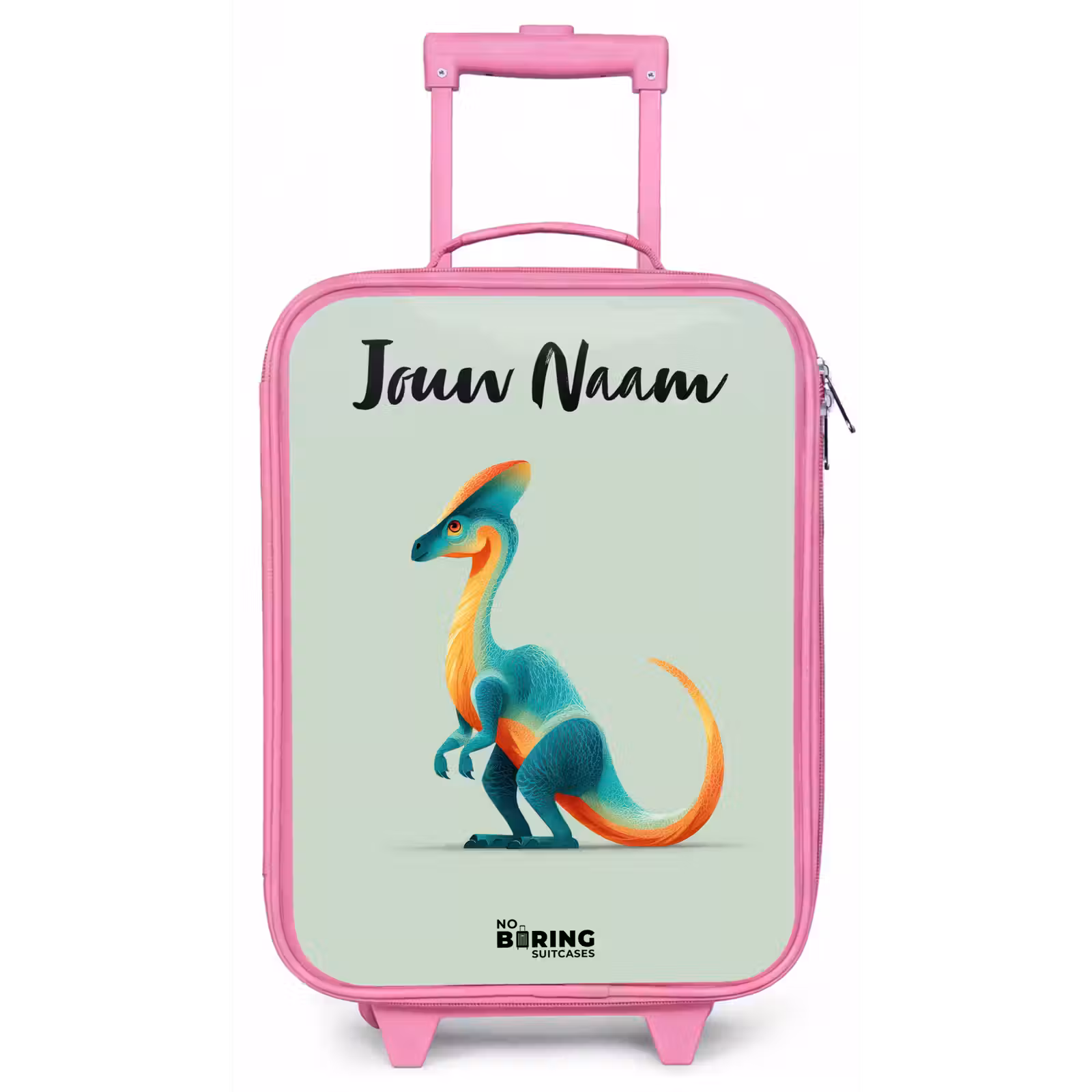 Kinderkoffer met naam - Roze - Dino - Blauw - Dier — 1