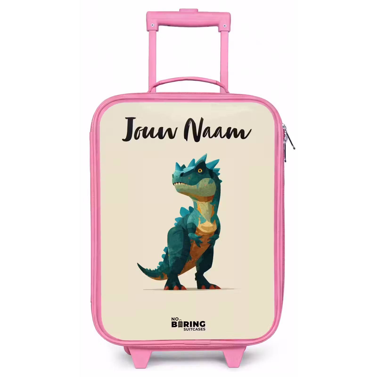 Kinderkoffer met naam - Roze - Dino - Dier - Groen — 1