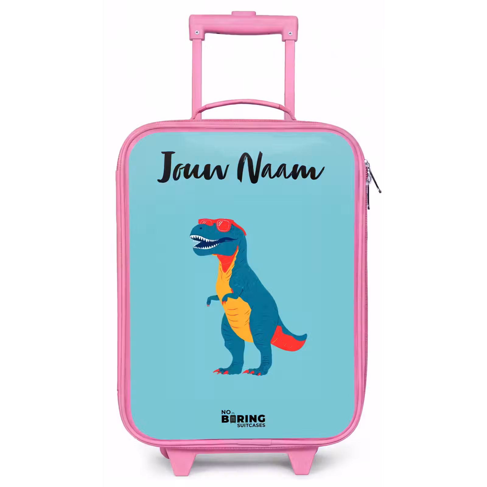 Kinderkoffer met naam - Roze - Dino - Dier - Zonnebril — 1