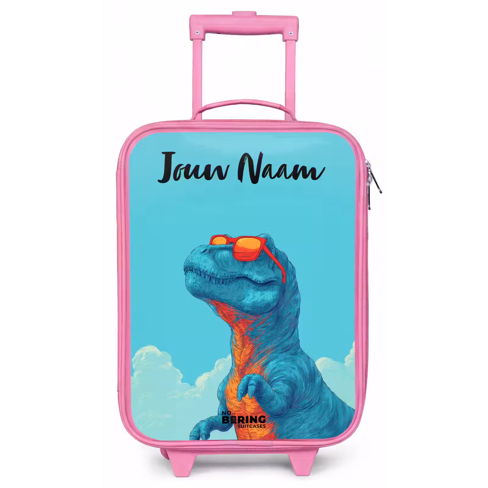 Kinderkoffer met naam - Roze - Dino - Zonnebril - Blauw — 1