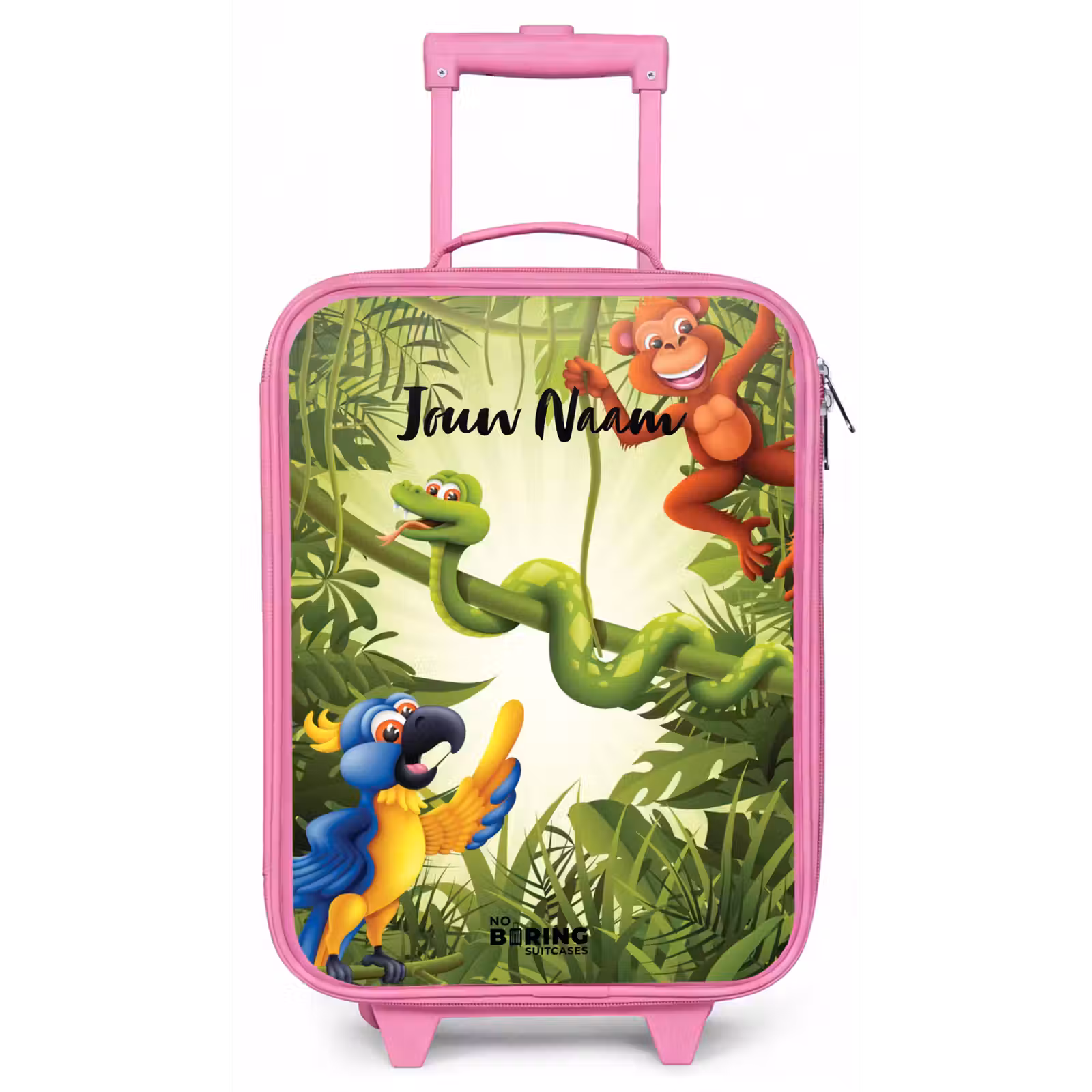 Kinderkoffer met naam - Roze - Jolige jungle — 1