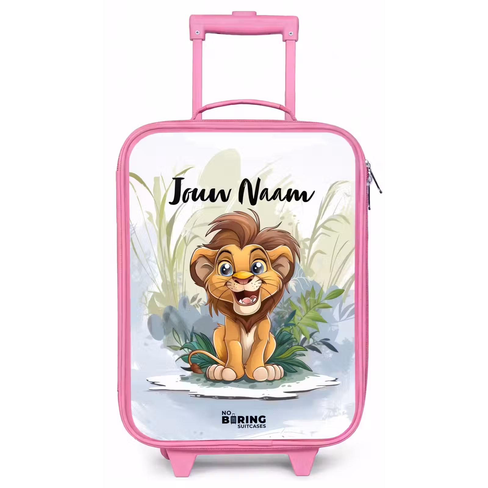 Kinderkoffer met naam - Roze - Lenny leeuwtje — 1