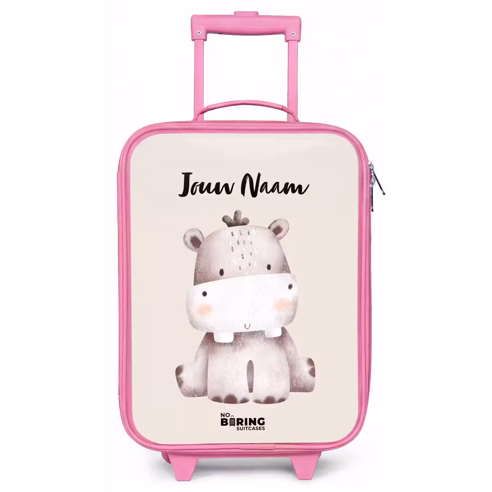 Kinderkoffer met naam - Roze - Nigel Nijlpaard — 1