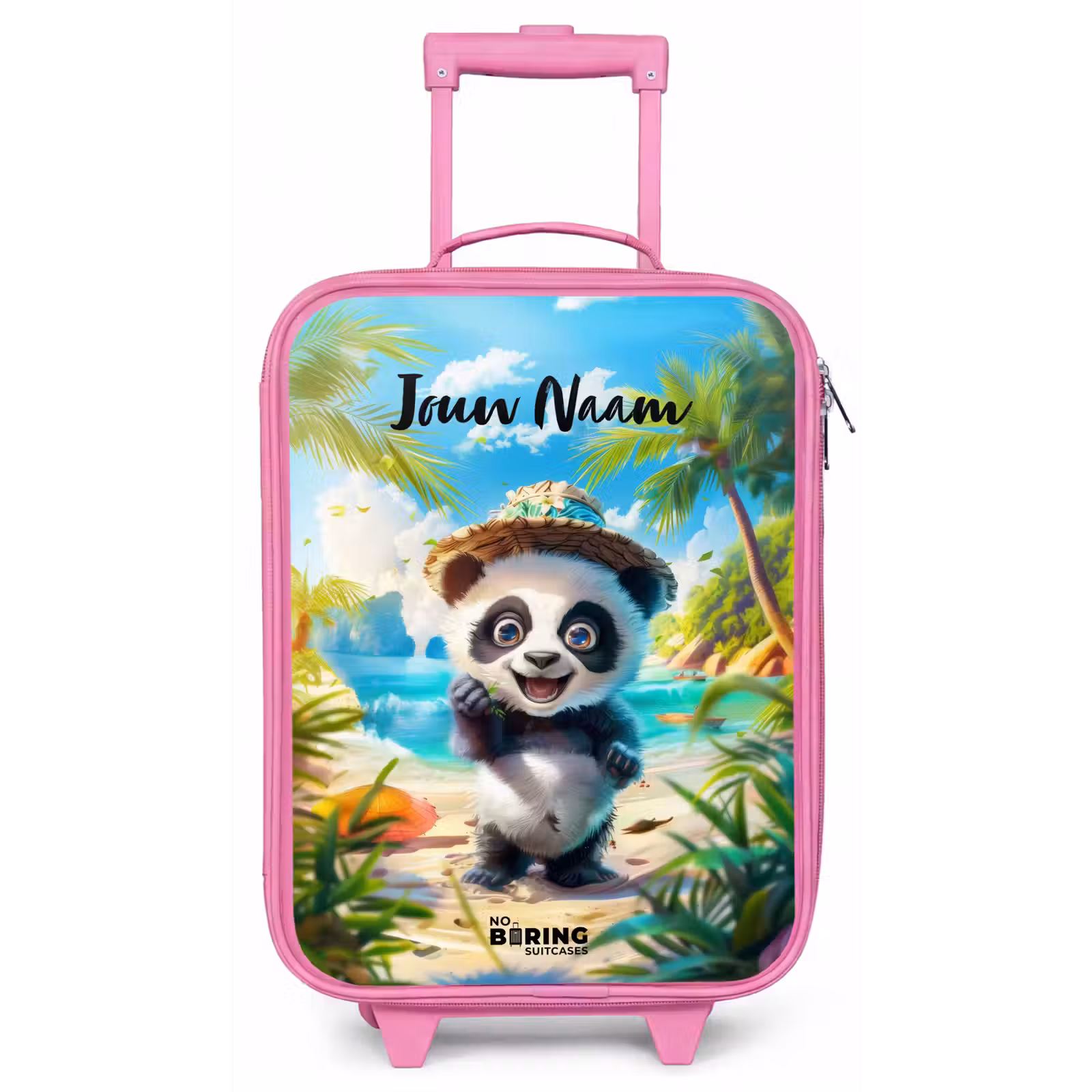 Kinderkoffer met naam - Roze - Pablo panda — 1