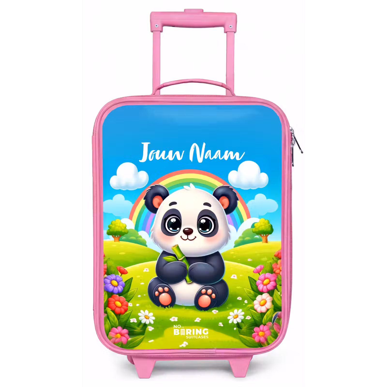 Kinderkoffer met naam - Roze - Pukkie Panda — 1