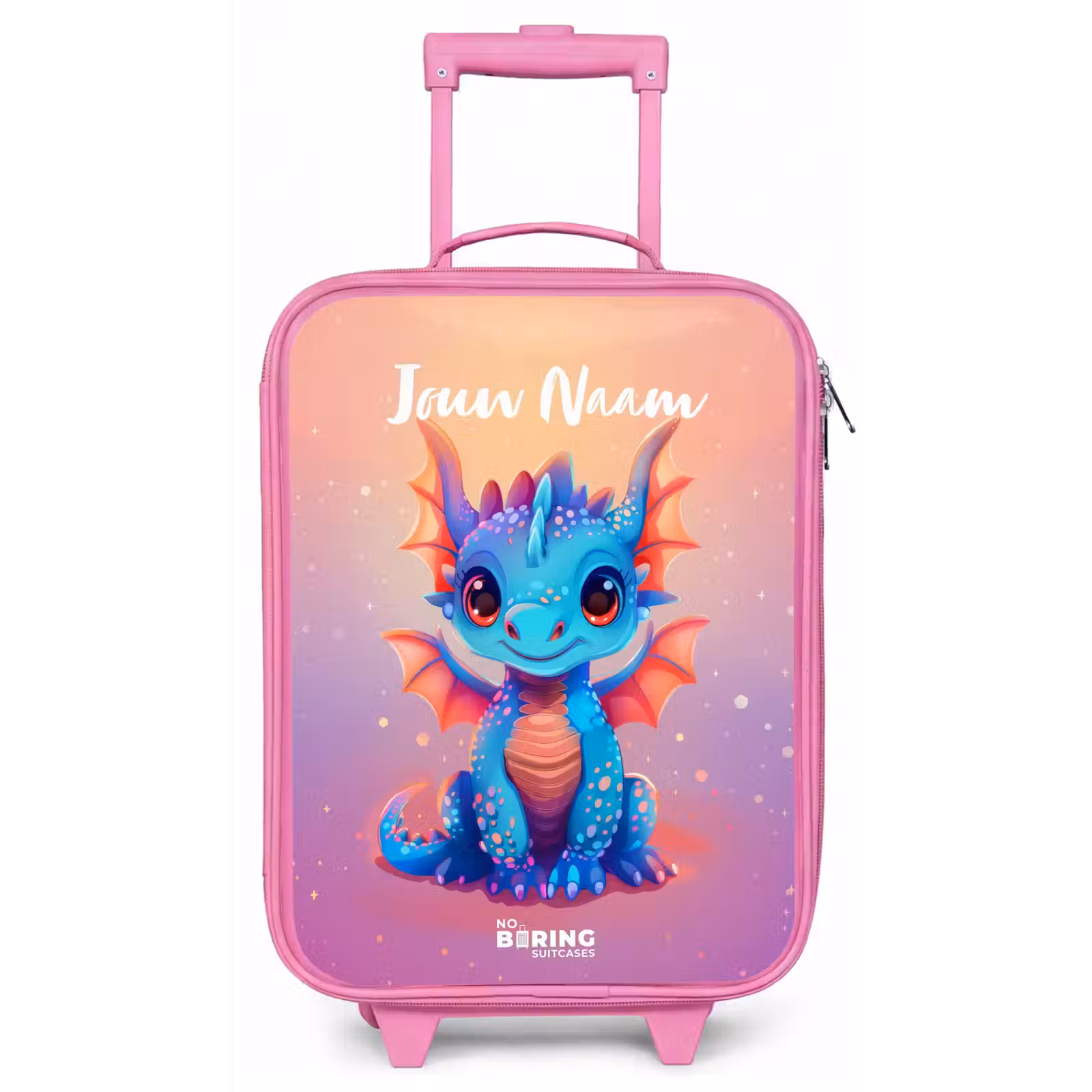 Kinderkoffer met naam - Roze - Schattige baby draak — 1
