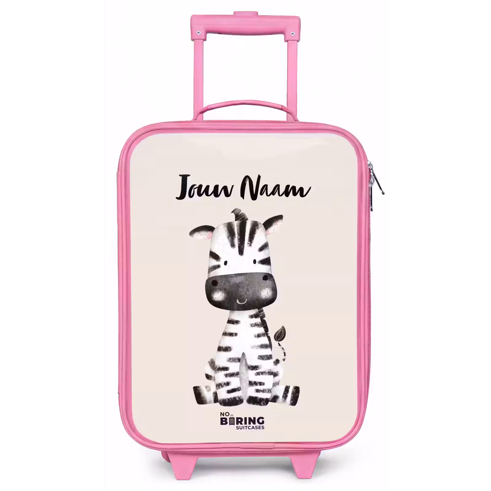 Kinderkoffer met naam - Roze - Zoë Zebra — 1