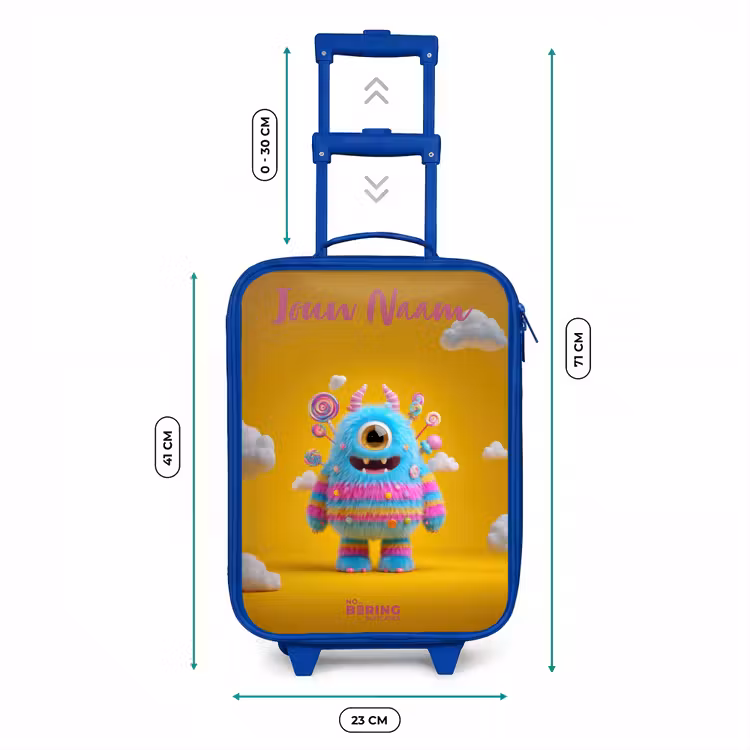 Kinderkoffer met naam - Blauw - Snoep - Monster - Regenboog — 6