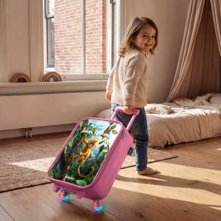 Kinderkoffer met naam - Roze - Alex aapje — 3