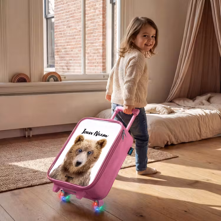 Kinderkoffer met naam - Roze - Bennie Beer — 3