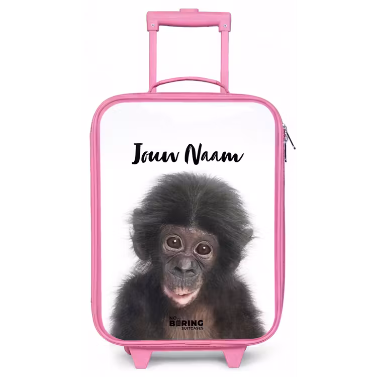Kinderkoffer met naam - Roze - Charlie Chimp — 1