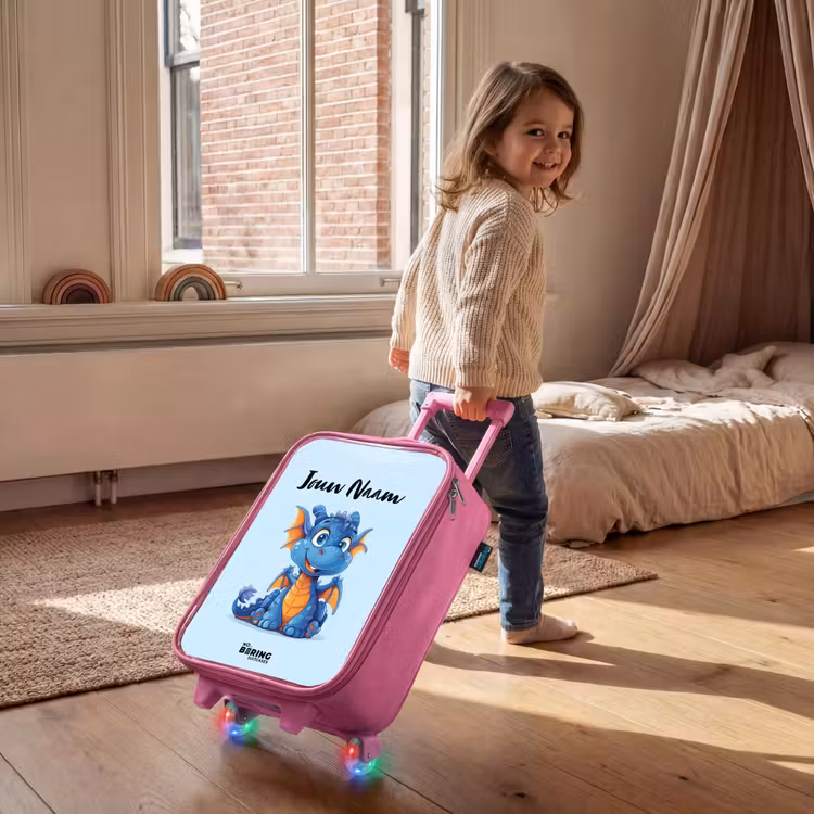 Kinderkoffer met naam - Roze - Dinky draakje — 3