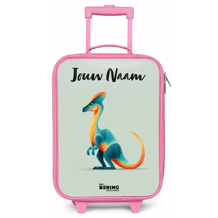 Kinderkoffer met naam - Roze - Dino - Blauw - Dier — 1